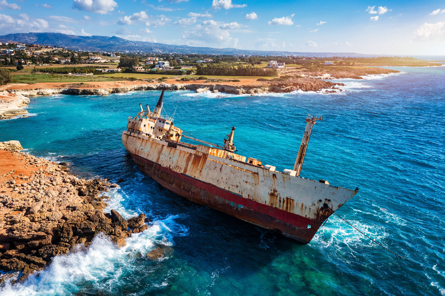Edro III cargo ship shipwreck near Peyia, a popular photography spot in Cyprus