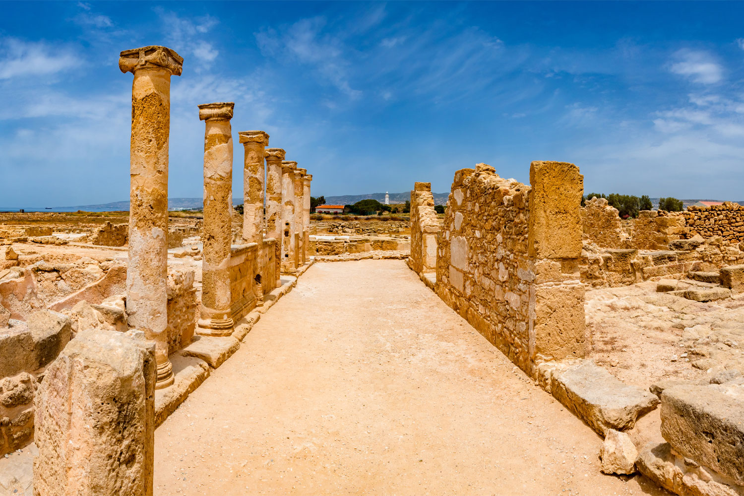 UNESCO World Heritage Paphos Archaeological Park with ancient Roman mosaics and ruins